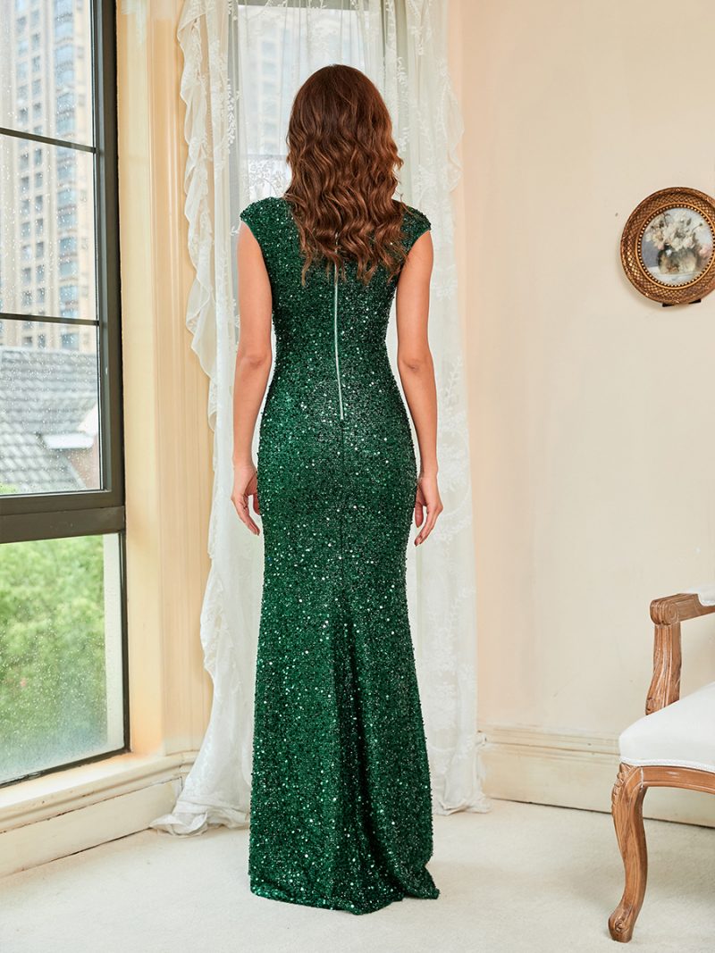 Elegant Green Sequin Dress - Image 4