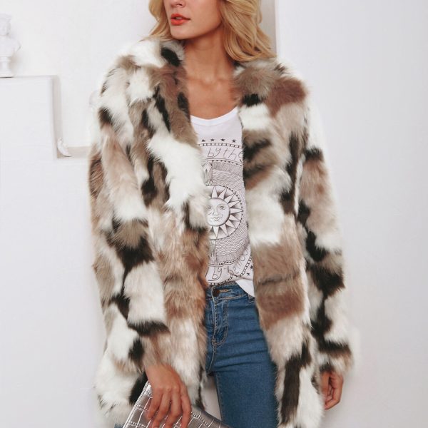 Women's Tailored Collar Faux Fur Coat - Image 2