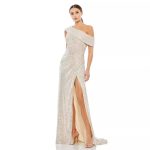 Sequin One-Shoulder Slit Dress