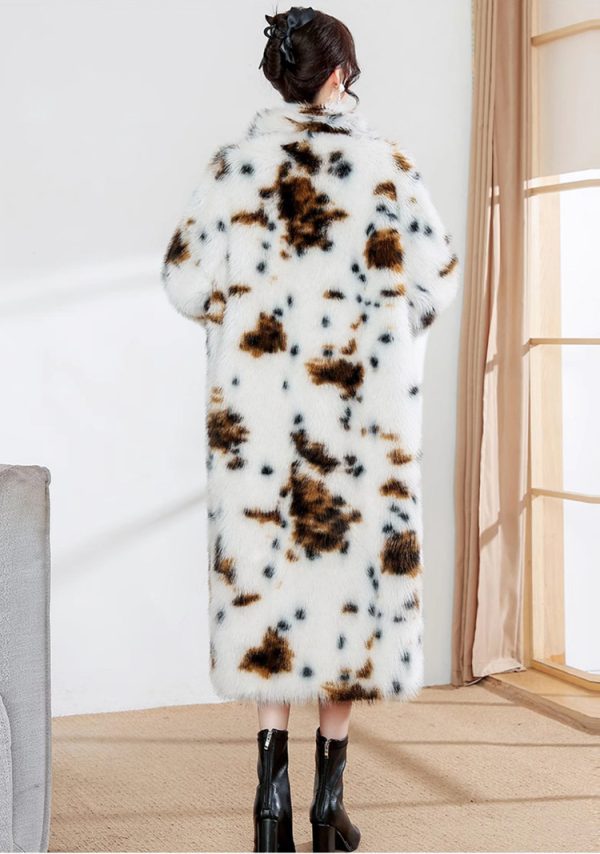 Women's Leopard Faux Fur Trench Coat - Image 4