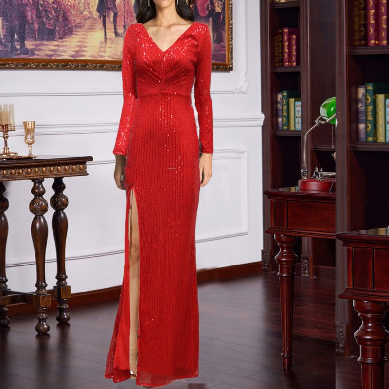 Elegant Multicolor Sequin Gown - Image 2