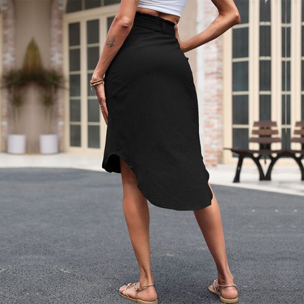 Black Asymmetric Slit Summer Skirt - Image 4