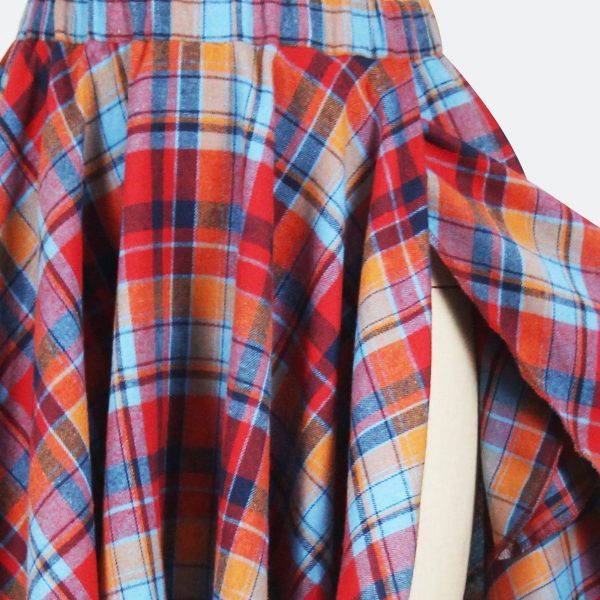 Plaid Slit Elastic Mini Skirt - Image 3