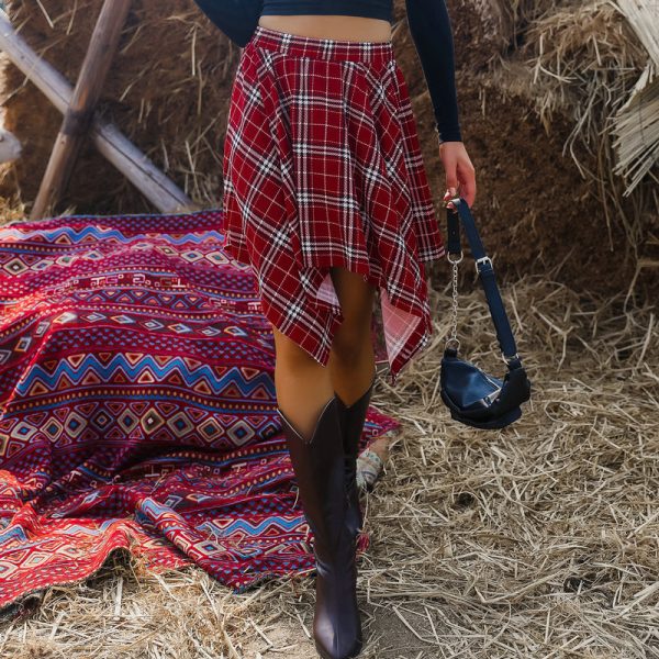 Asymmetric Plaid Punk Skirt - Image 3