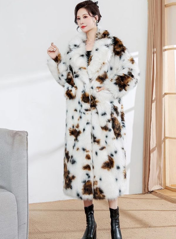 Women's Leopard Faux Fur Trench Coat - Image 3