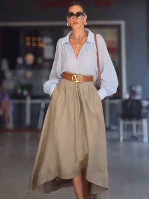 Trendy Western Solid Color Skirt