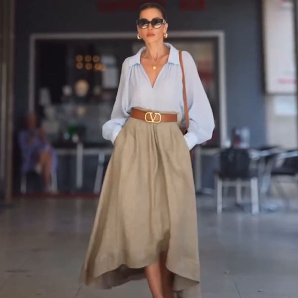 Trendy Western Solid Color Skirt