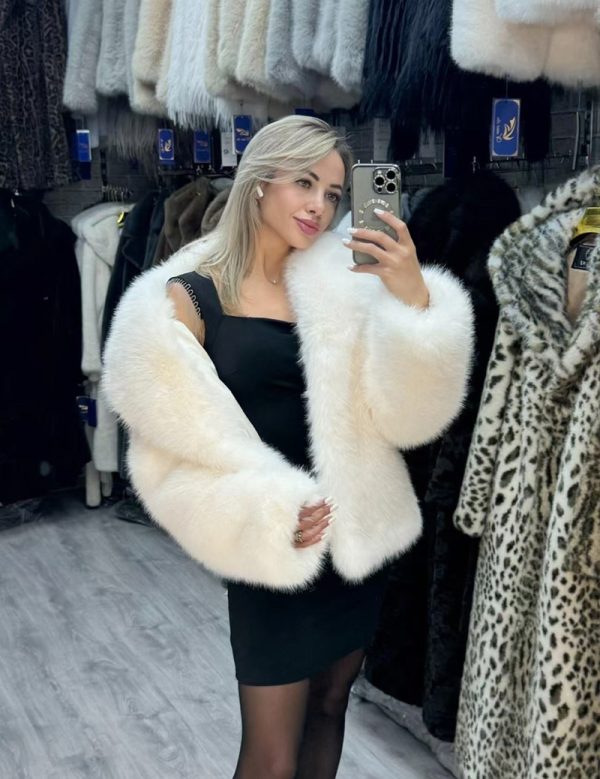 Women's Soft Faux Fox Fur Jacket - Image 2