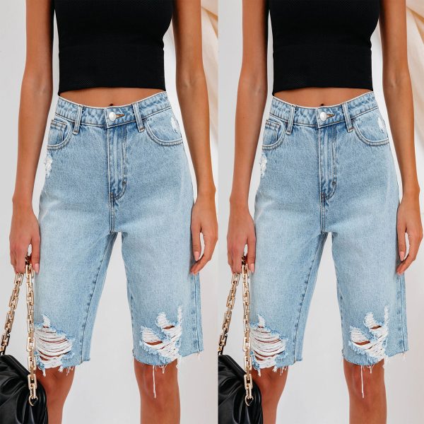 Women's Washed Ripped Straight-Leg Jeans - Image 4