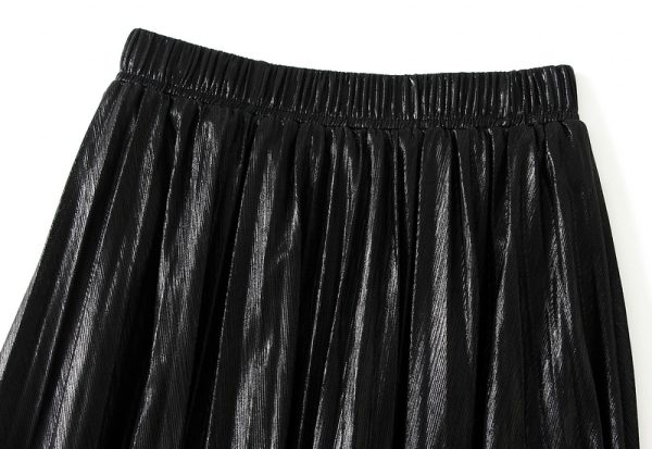 Women's Metallic Pleated Midi Skirt - Image 2