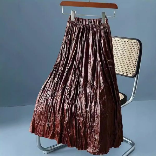 Leather Pleated A-Line Skirt