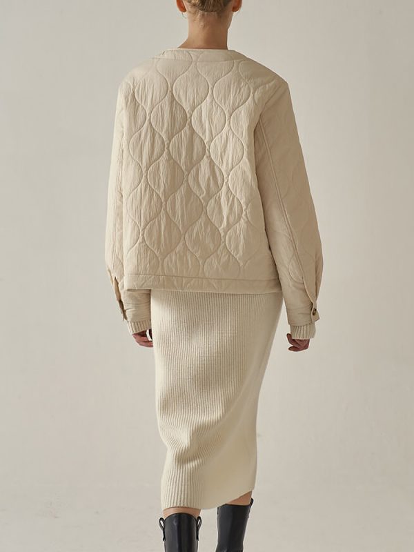 Wave Pattern Quilted Bread Coat - Image 3