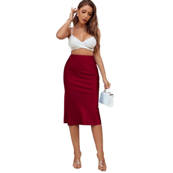 Women's High Waist Satin Skirt - Image 4