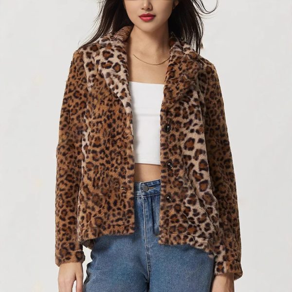 Women's Leopard Print Buckle Coat