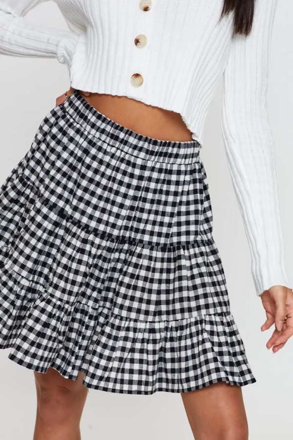 College Style High-Waist Plaid Skirt - Image 2