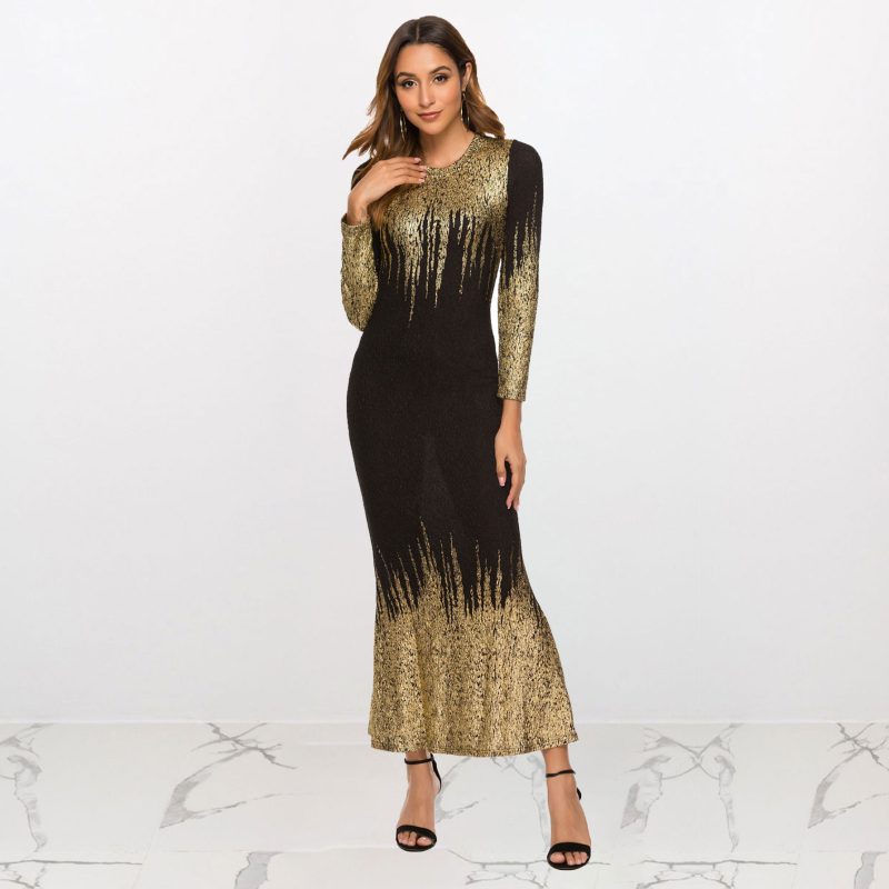Printed Slim Fit Long Sleeve Dress - Image 2