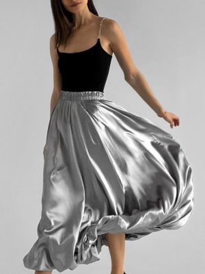 French High Waist Balloon Skirt