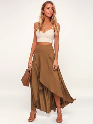 Ruffled Asymmetric Drape Skirt