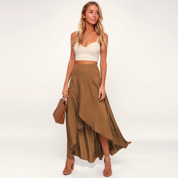 Ruffled Asymmetric Drape Skirt