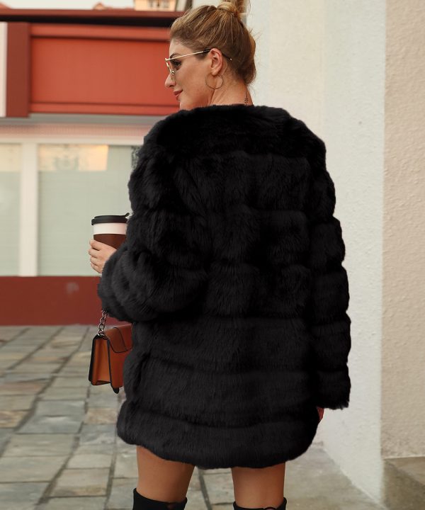 Women's Long Faux Fur Trench Coat - Image 4