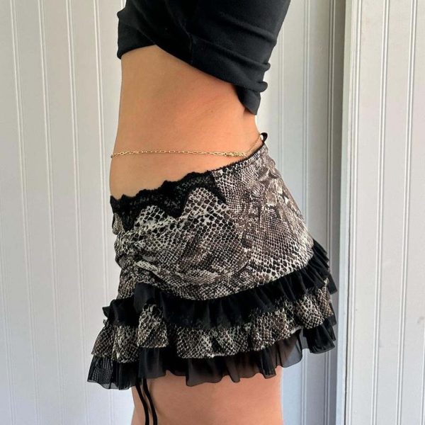 Stitching Drawstring Sexy Skirt - Image 2