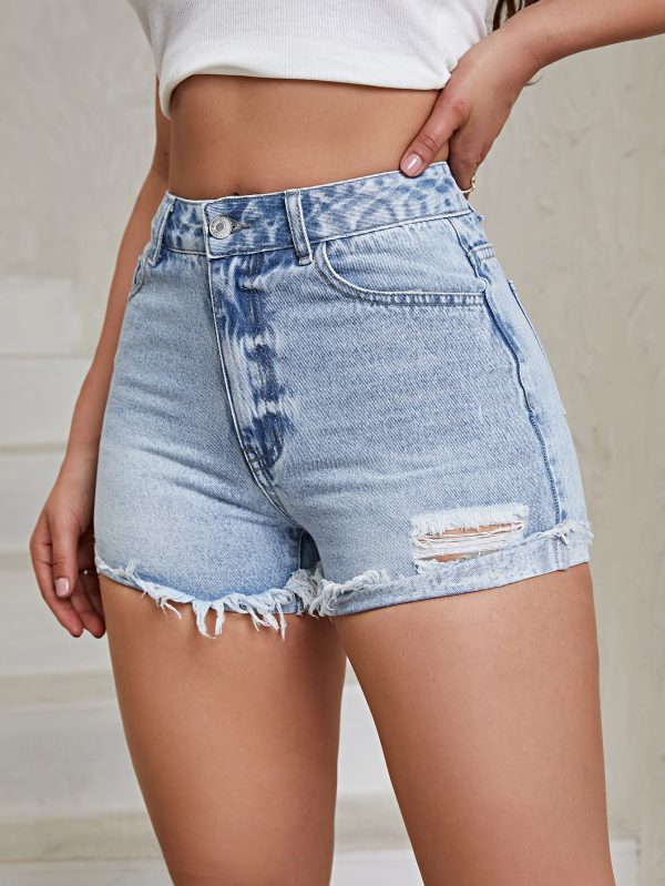 Women's Slim Fit Denim Shorts - Image 3