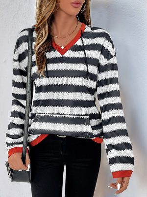 Women’s Contrast Striped Hoodie