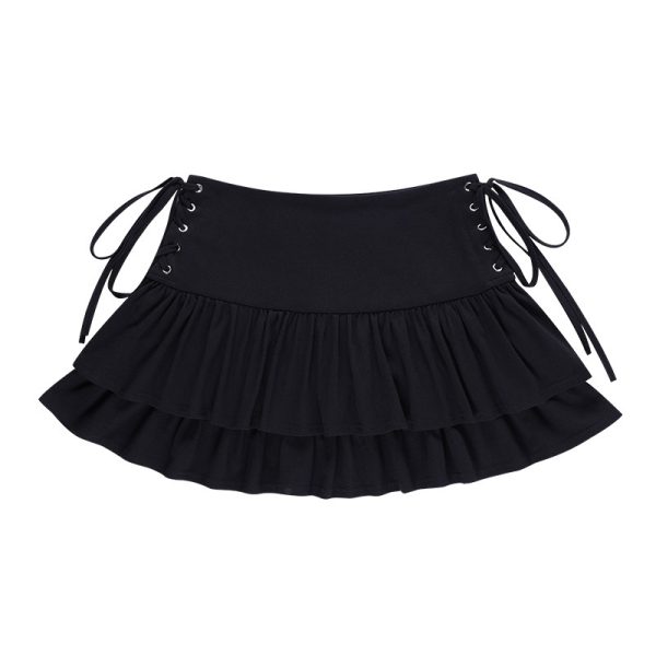 Double Layer Lace-Up Waist Skirt - Image 4