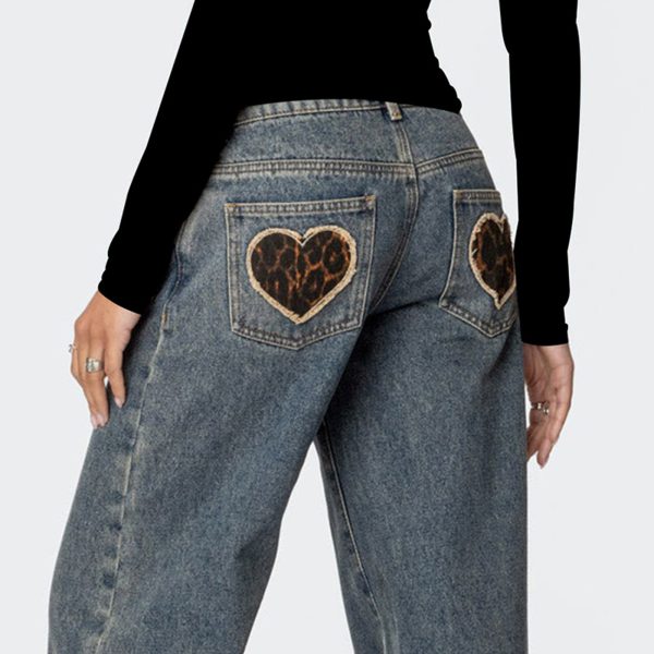 Low-Waist Leopard Pocket Jeans - Image 2