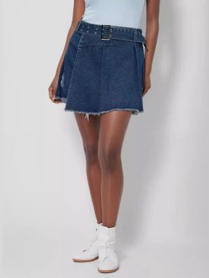 Women’s Embroidered Asymmetric Denim Skirt