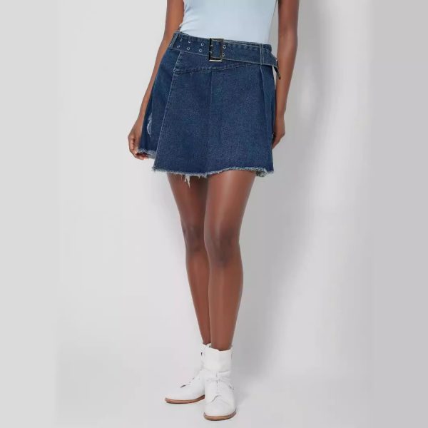 Women's Embroidered Asymmetric Denim Skirt