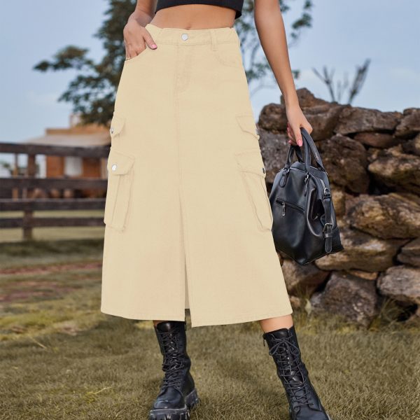 Sexy Elastic Waist Denim Cargo Skirt - Image 3