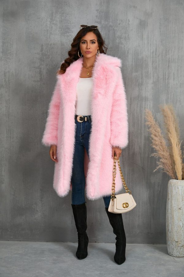 Women's Long Faux Fox Fur Coat - Image 4