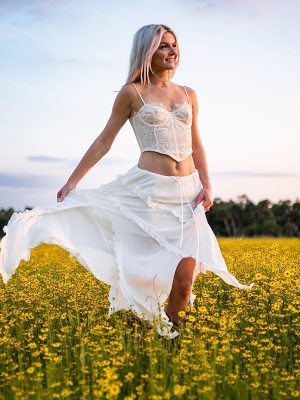 French Asymmetric Ruffled Skirt