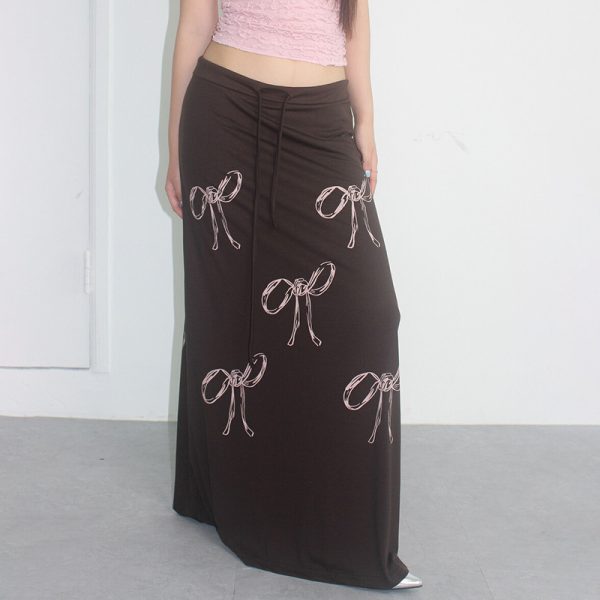 Women's Bowknot Drawstring Knitted Skirt - Image 4