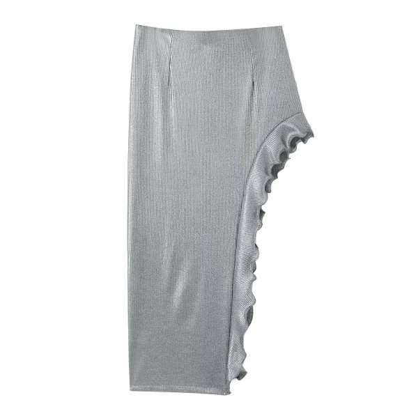 Metallic Irregular Asymmetric Skirt