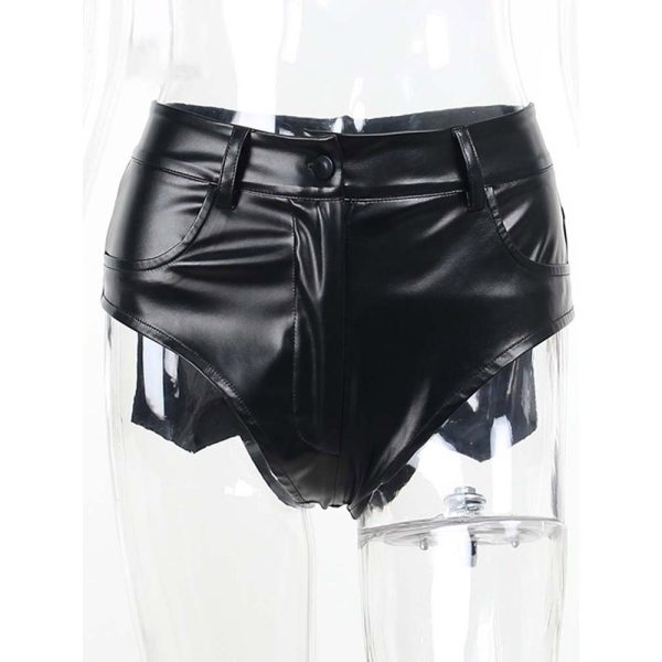 Women's High Waist Tight Leather Shorts - Image 3