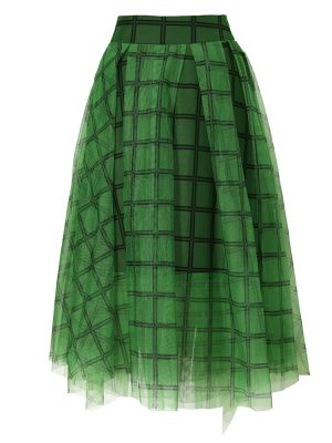 Irregular Asymmetric Green Mesh Skirt