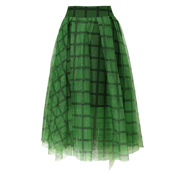 Irregular Asymmetric Green Mesh Skirt