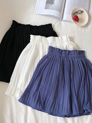 High Waist Chiffon Pleated Skirt