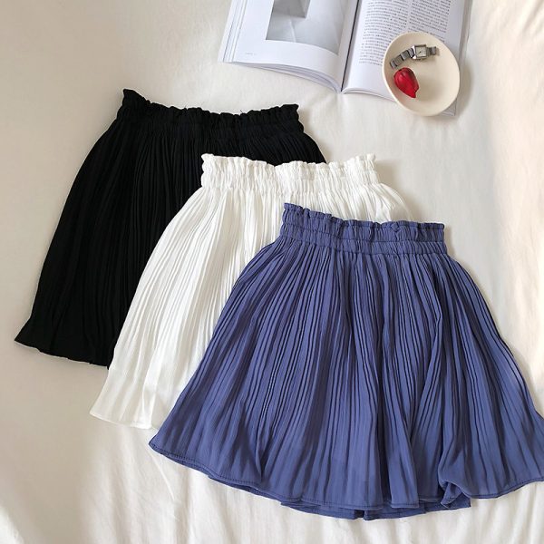 High Waist Chiffon Pleated Skirt