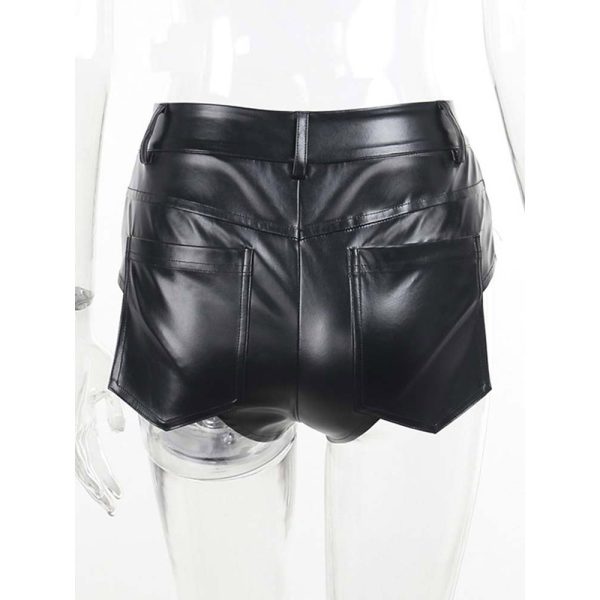 Women's High Waist Tight Leather Shorts - Image 4