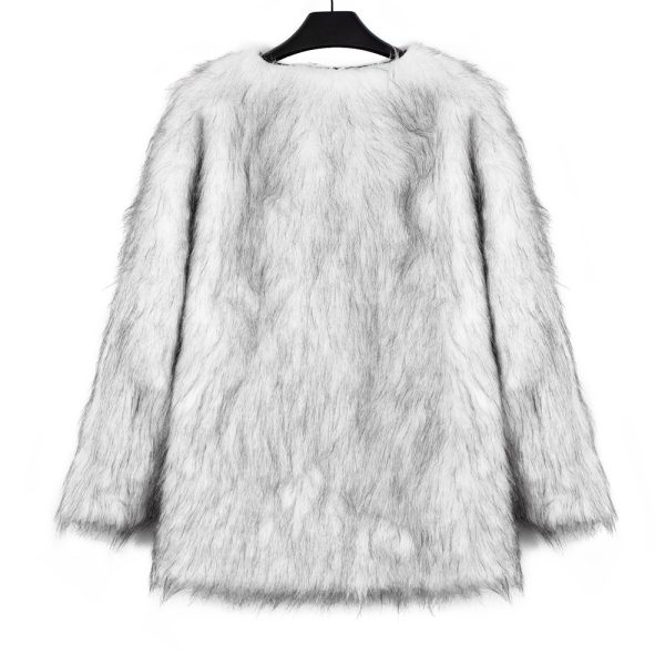 Women's Casual V-Neck Faux Fur Coat - Image 4