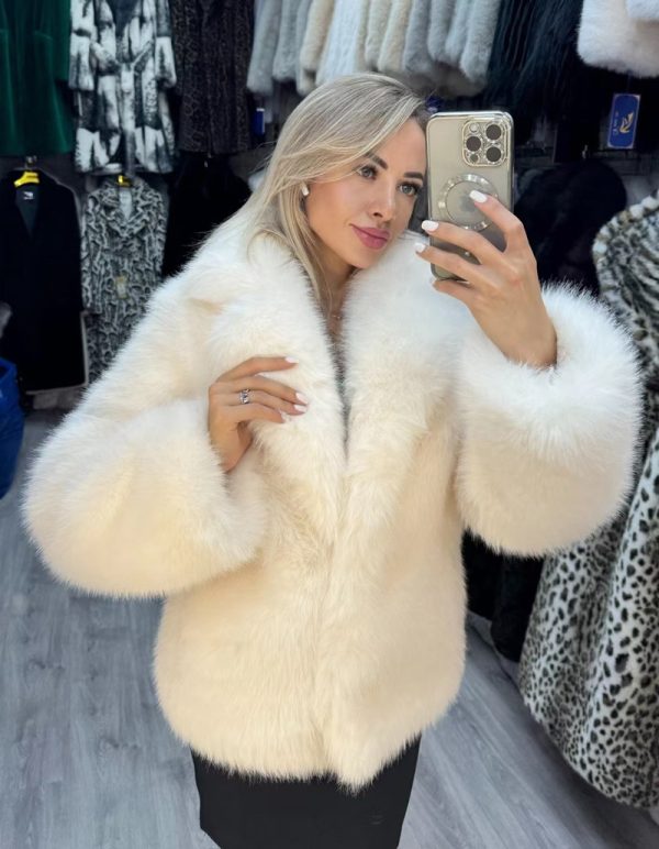 Women's Soft Faux Fox Fur Jacket - Image 4