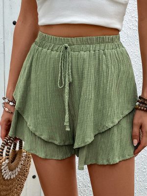 Women’s Ruffled Lace-Up Shorts