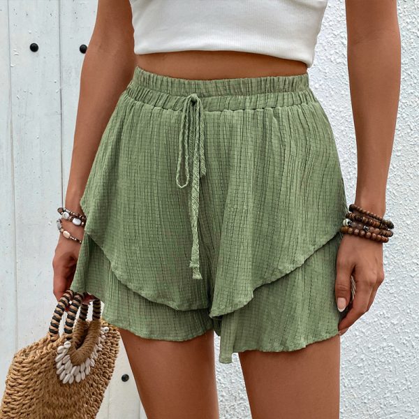 Women's Ruffled Lace-Up Shorts