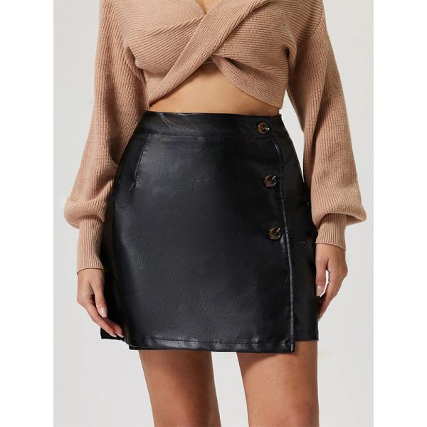 Sexy Faux Leather Sheath Skirt - Image 4