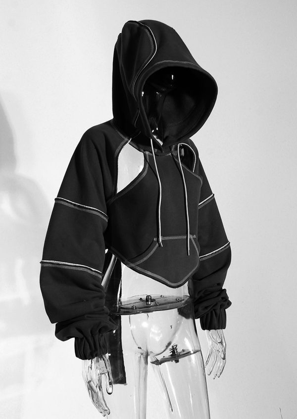 Contrast Cropped Hoodie - Image 4