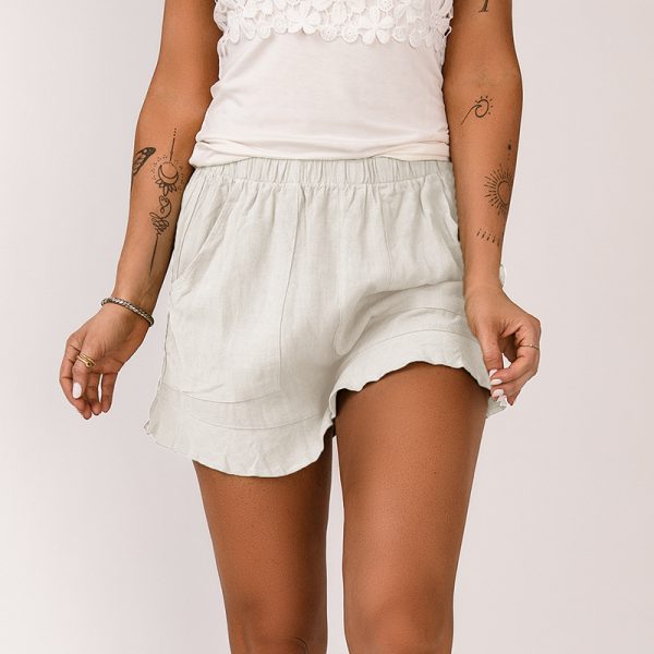 Women's Ruffled Hem Pocket Shorts - Image 2