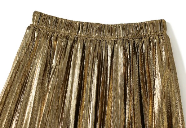 Women's Metallic Pleated Midi Skirt - Image 3